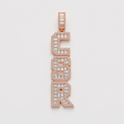 FULLY FLOODED ICED CUSTOM STACK PENDANT (ROSE, WHITE, YELLOW GOLD)
