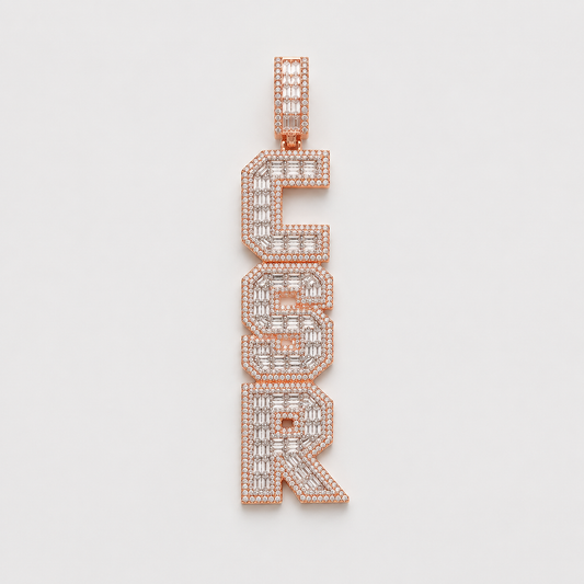 FULLY FLOODED ICED CUSTOM STACK PENDANT (ROSE, WHITE, YELLOW GOLD)