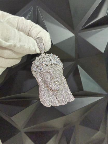 FULLY FLOODED JESUS PENDANT (WHITE GOLD)