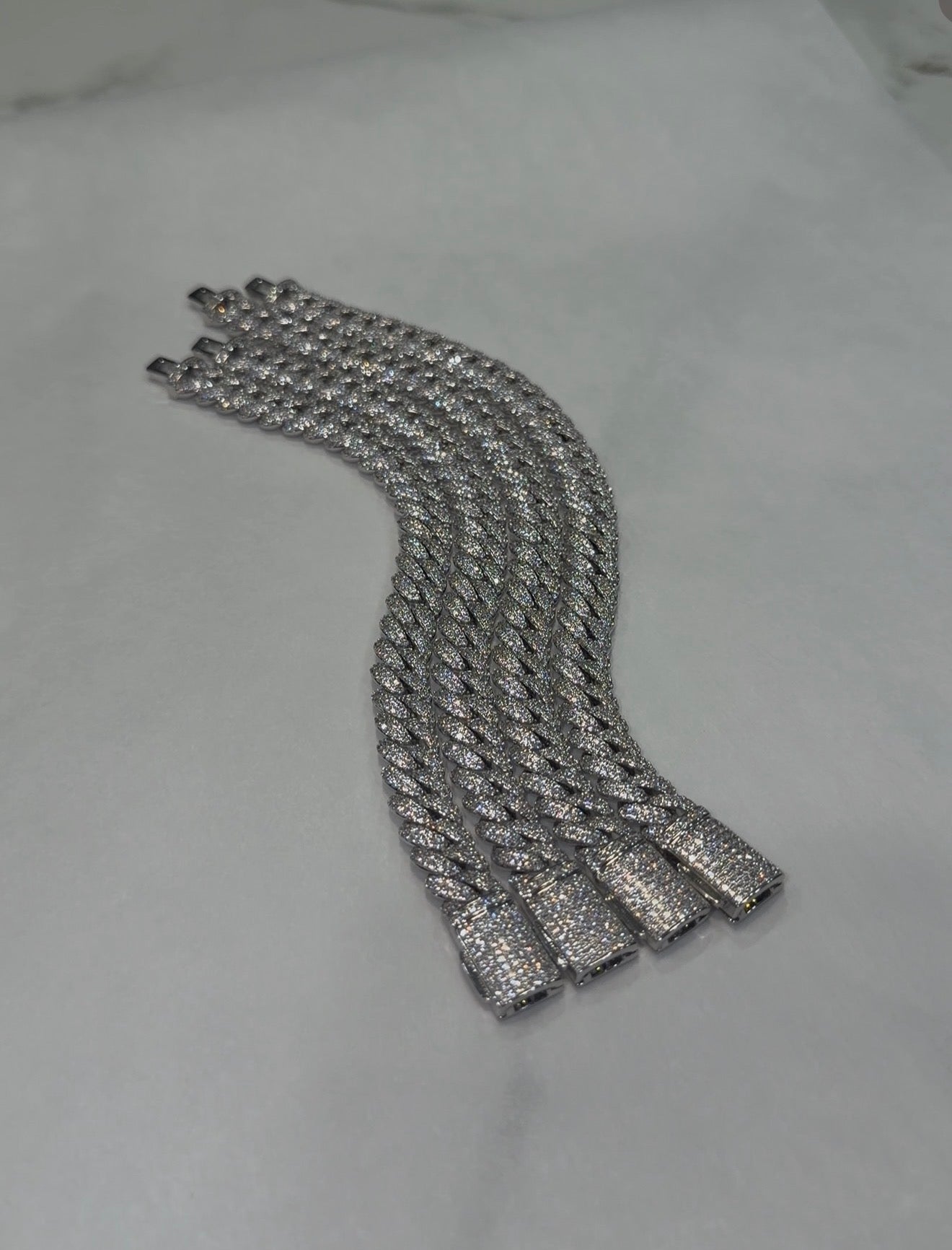 10MM ICED MOON ROCK SETTING CUBAN BRACELET (WHITE GOLD)