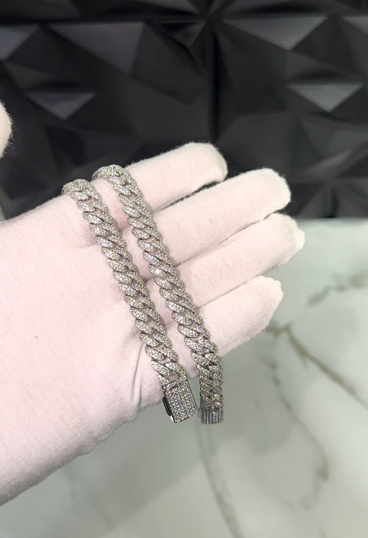10MM ICED MOON ROCK SETTING CUBAN BRACELET (WHITE GOLD)