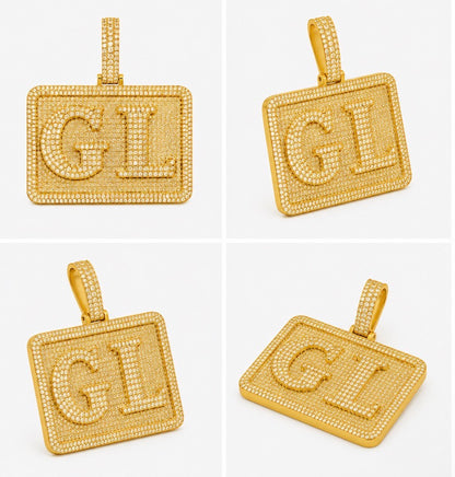 ICED CUSTOM NAMEPLATE PENDANT (WHITE GOLD/YELLOW GOLD)