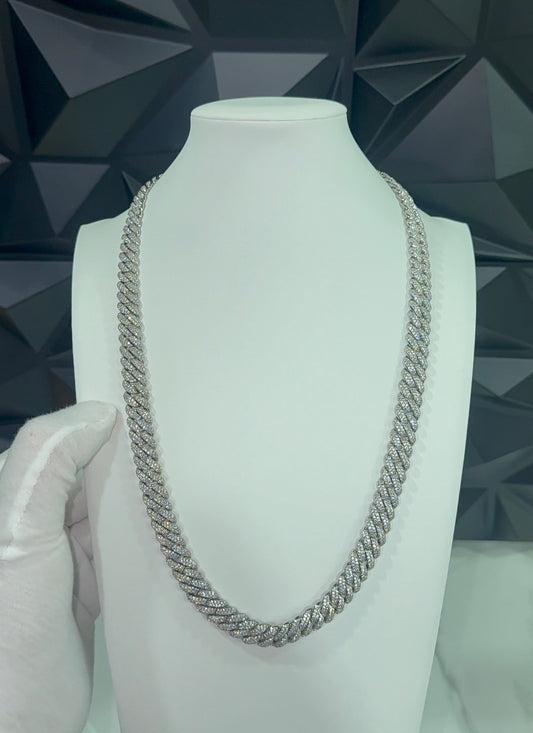 10MM MOON ROCK CUBAN CHAIN – WHITE GOLD