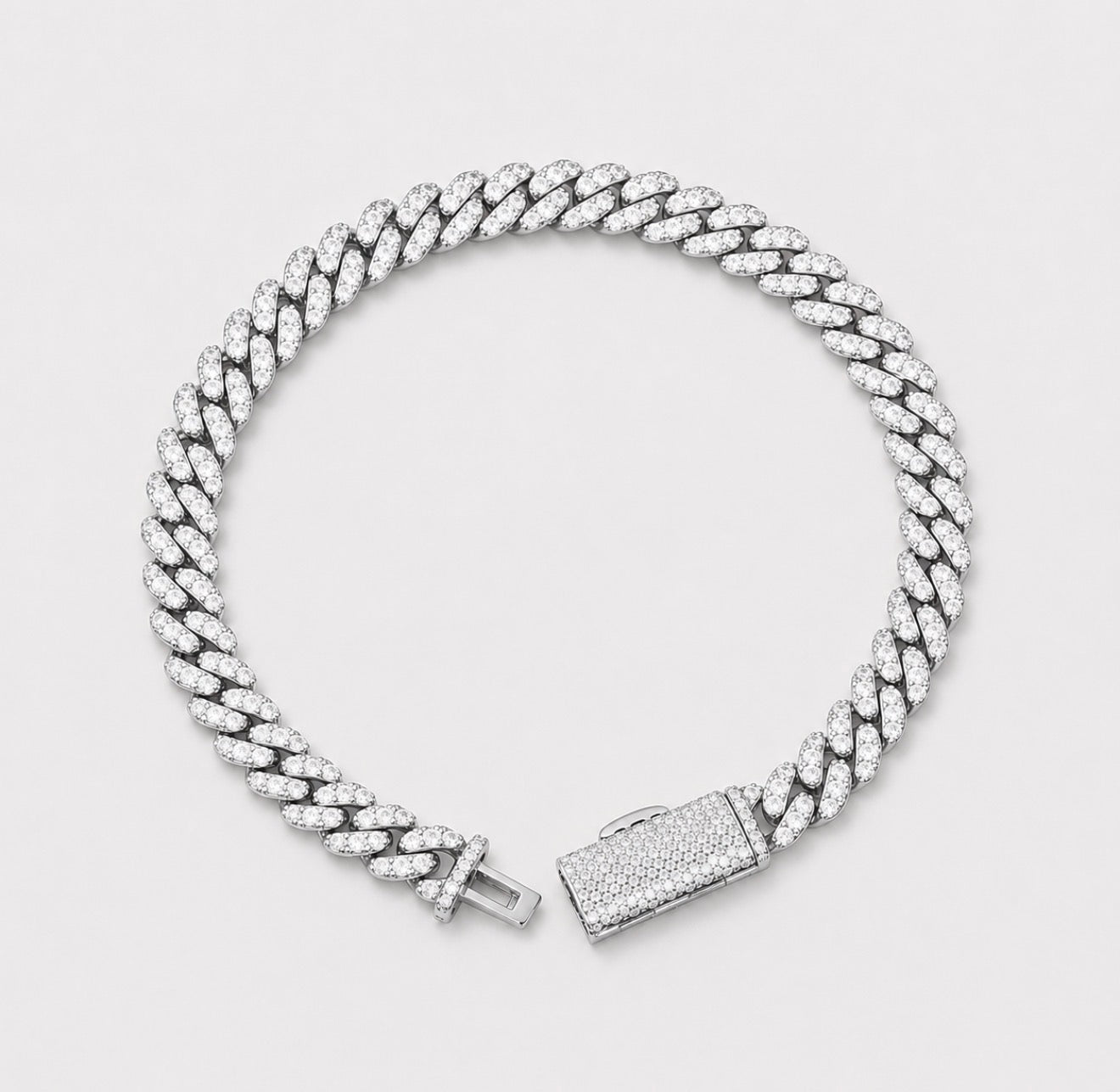 6MM VVS1 PAVE SETTING CUBAN BRACELET - WHITE GOLD