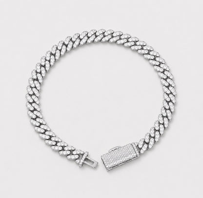 6MM VVS1 PAVE SETTING CUBAN BRACELET - WHITE GOLD