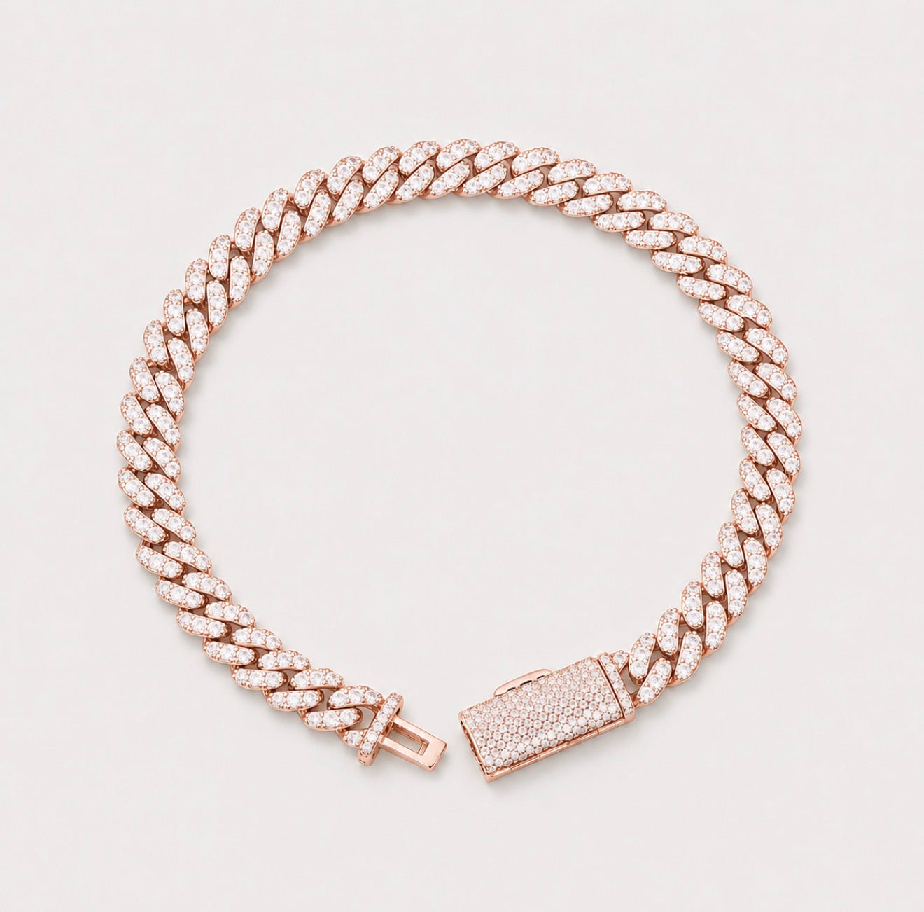 6MM VVS1 PAVE SETTING CUBAN BRACELET - ROSE GOLD
