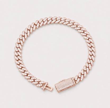6MM VVS1 PAVE SETTING CUBAN BRACELET - ROSE GOLD