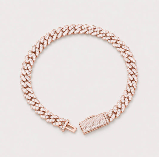 6MM VVS1 PAVE SETTING CUBAN BRACELET - ROSE GOLD